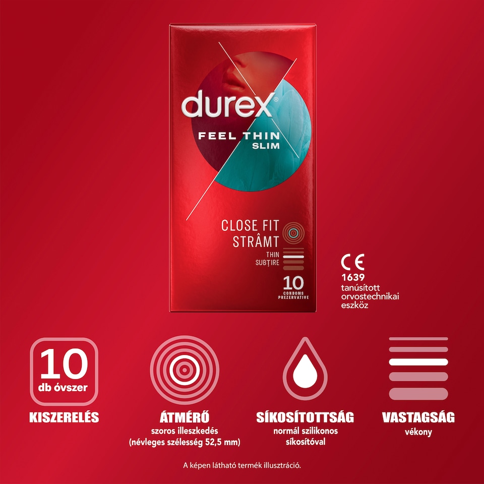 Durex Feel Thin Slim óvszer 10 db 1. kép