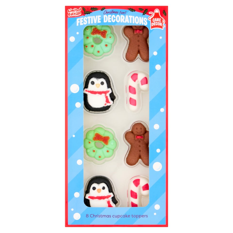 image 1 of Cake Decor Festive Decorations 8 Pack