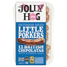 Jolly Hog 12 British Chipolatas Gluten Free 340G