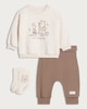image 1 of Disney Winnie the Pooh 3-Pack Sweatshirt, Joggers and Socks Set in Brown