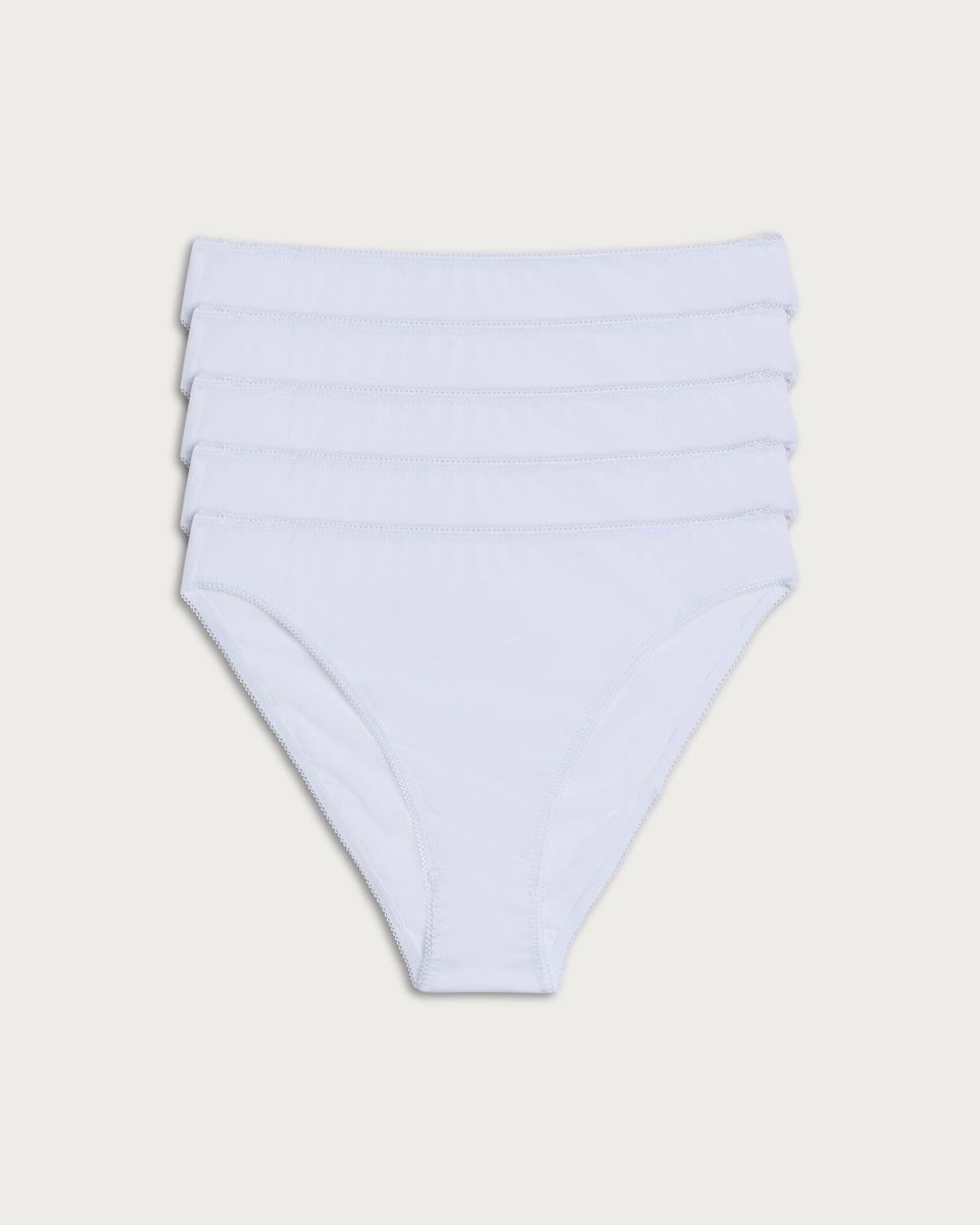 image 1 of F&F 5-Pack Cotton Rich High Leg Knickers in White