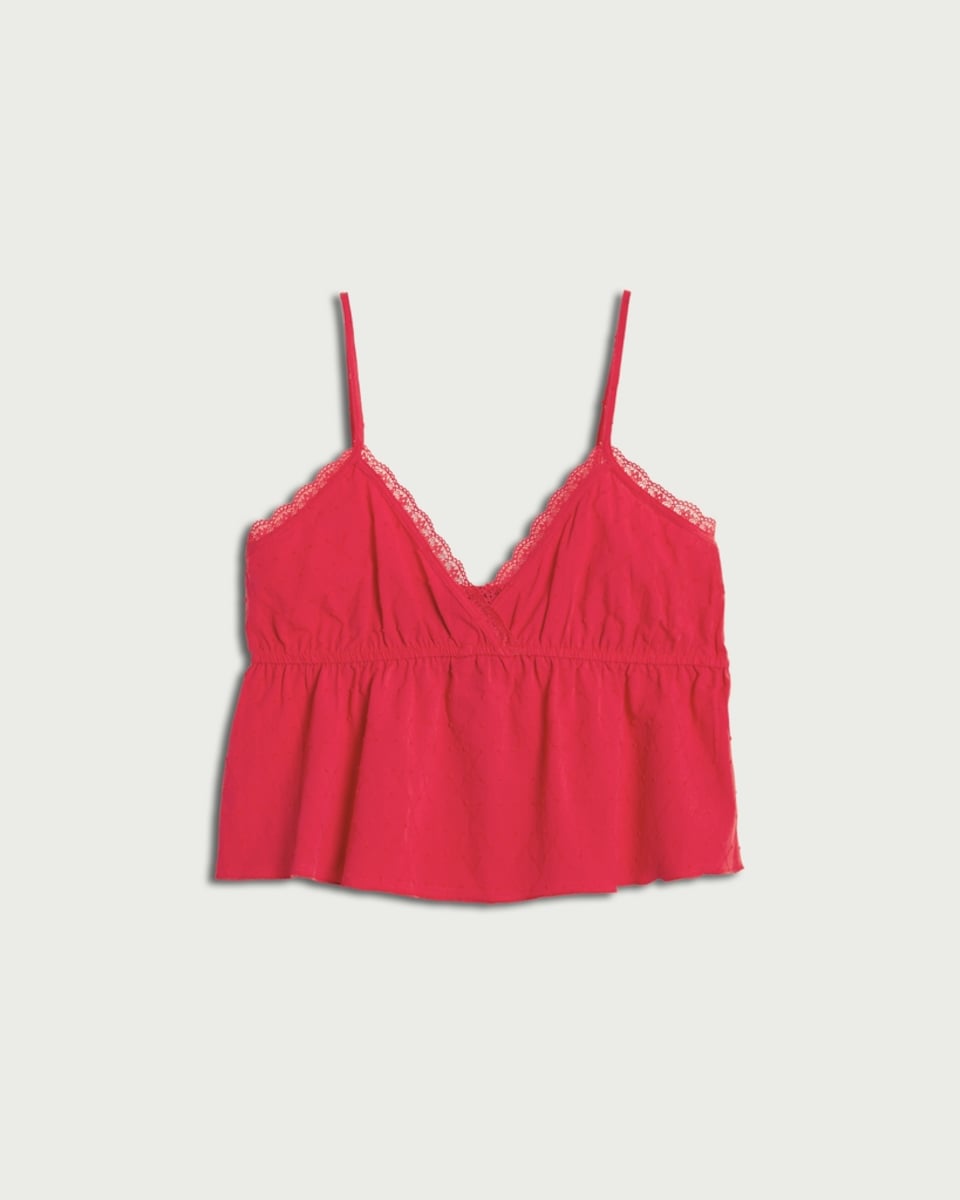 image 1 of OH ME OH MY Lace Trim Cami Vest in Red