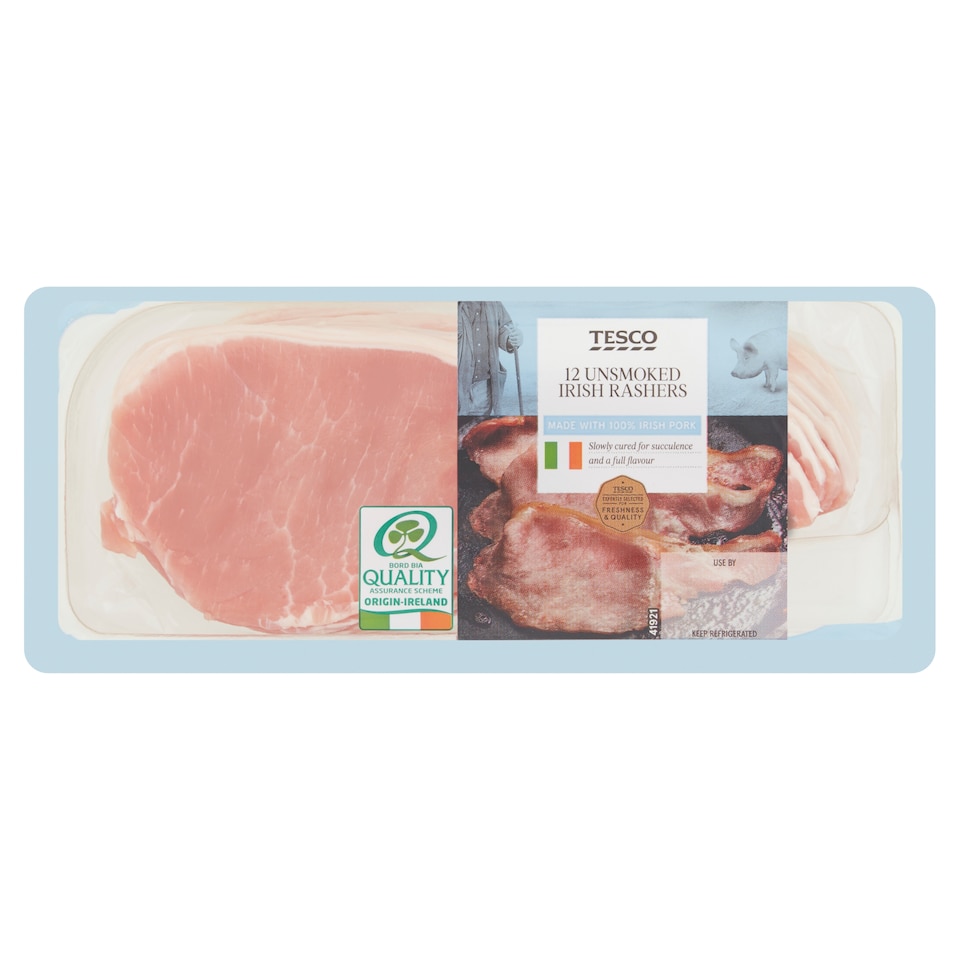 Tesco Irish Unsmoked Back Bacon Rashers 450G