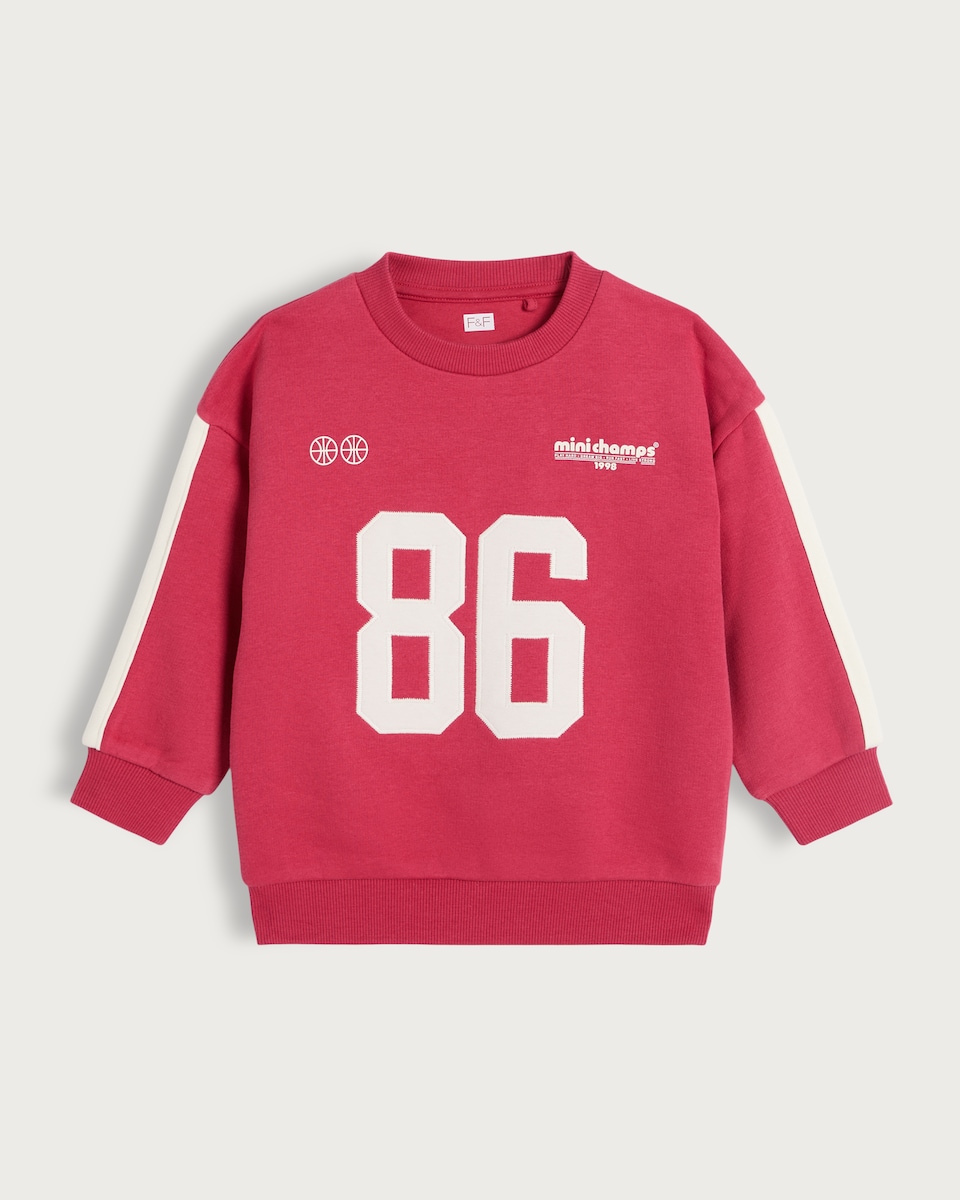image 1 of F&F Boys Cotton Rich Mini Champs 86 Sweatshirt in Red