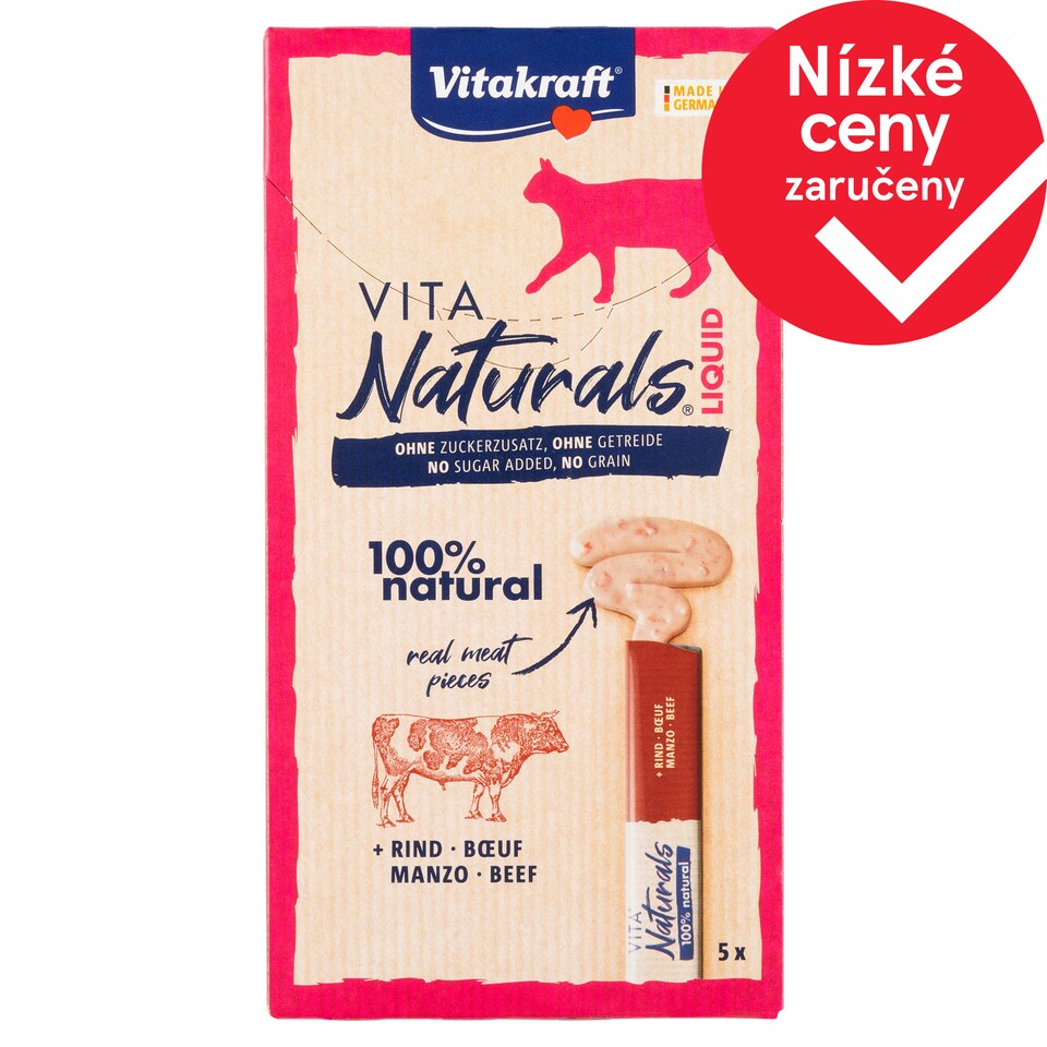 Vitakraft Vita Naturals Creamy Delicacy with Pieces of Meat 5 x 15g (75g)
