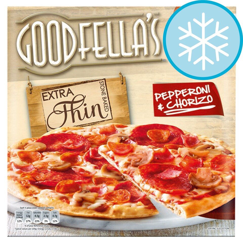 Goodfella's Extra Thin Pepperoni And Chorizo Pizza 328G