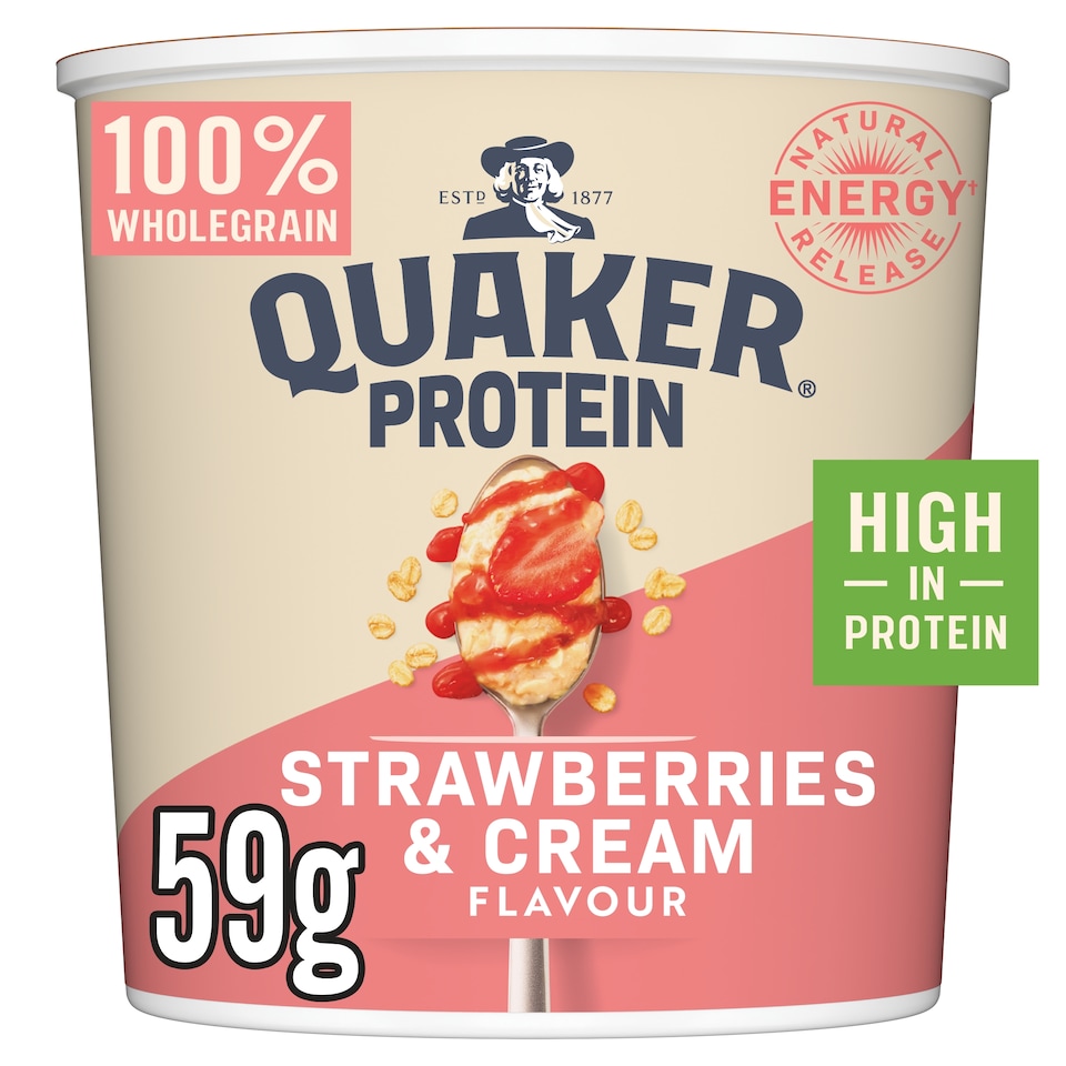 image 1 of Quaker Protein Porridge Pot - Strawberries & Cream Flavour 59g