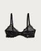 image 4 of F&F Mesh Bow Patterned Bra in Black