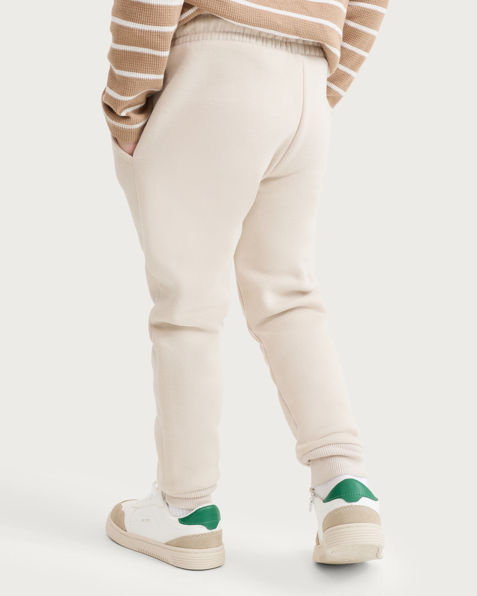 image 1 of F&F Boys Cotton Rich Cuffed Drawstring Joggers in Stone