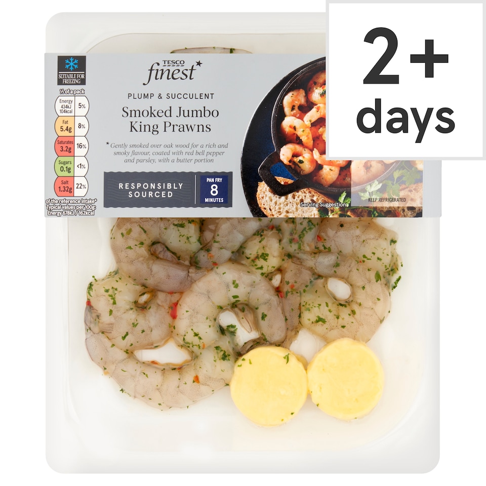 Tesco Finest Smoked Jumbo King Prawns 180g