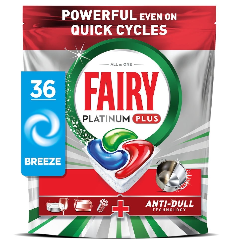 image 1 of Fairy Platinum Plus All In One 36 Dishwasher Tablets Breeze  558g