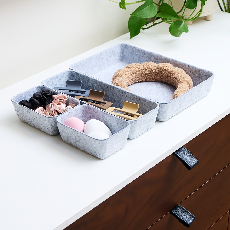 image 1 of Core Supply 4 Piece Felt Drawer Organiser Set