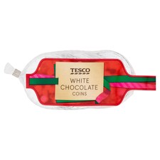Tesco White Chocolate Coins 62G