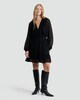image 1 of F&F Chiffon Dobby Velvet Long Sleeved Dress in Black