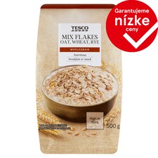 Tesco Zmes hrubých ovsených, hrubých pšeničných a hrubých ražných vločiek 500 g
