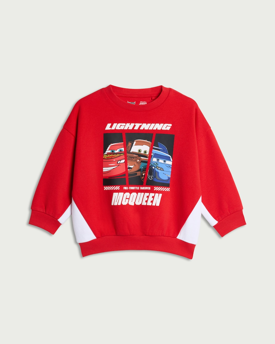image 1 of Disney Lightning McQueen Cotton Rich Sweatshirt in Red