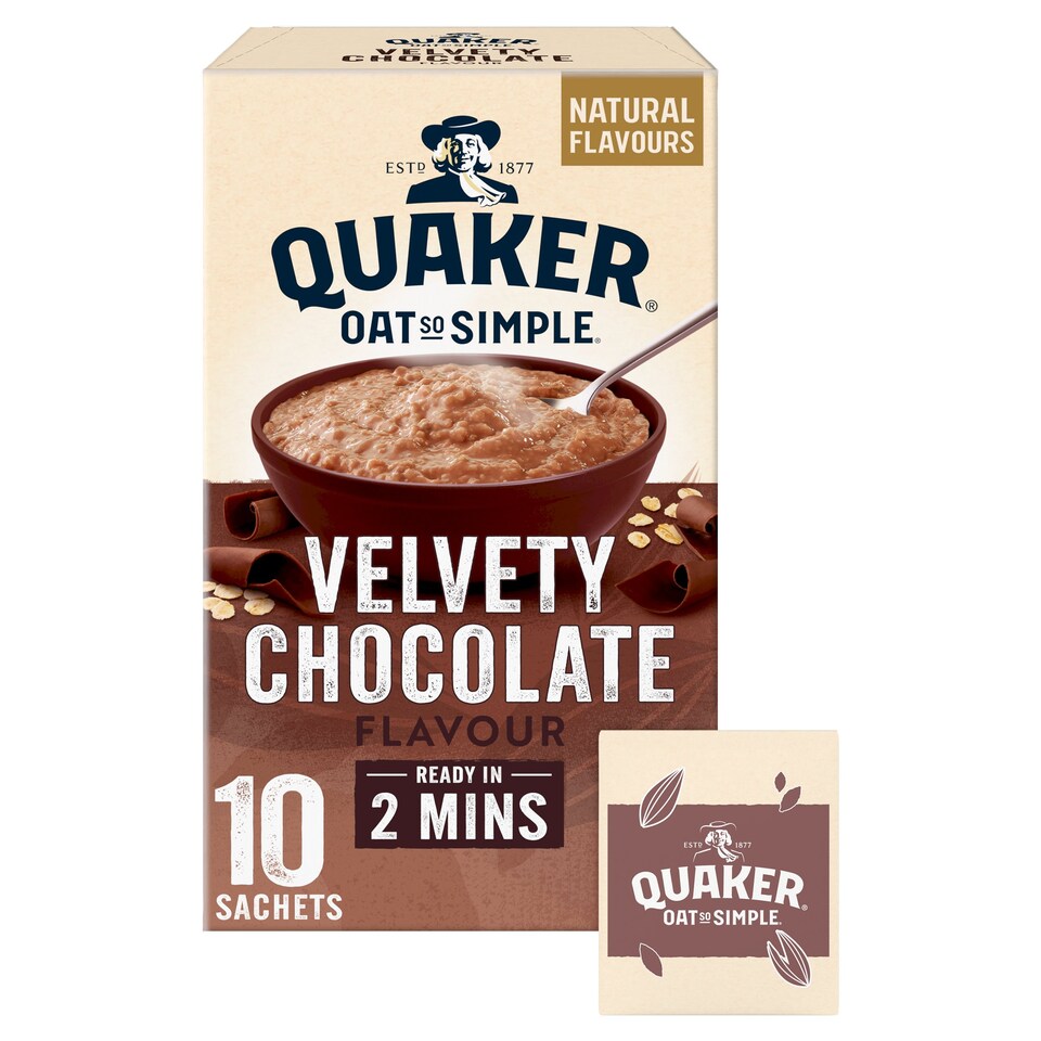 image 1 of Quaker Oat So Simple Velvety Chocolate Porridge Sachets 10x36.5g