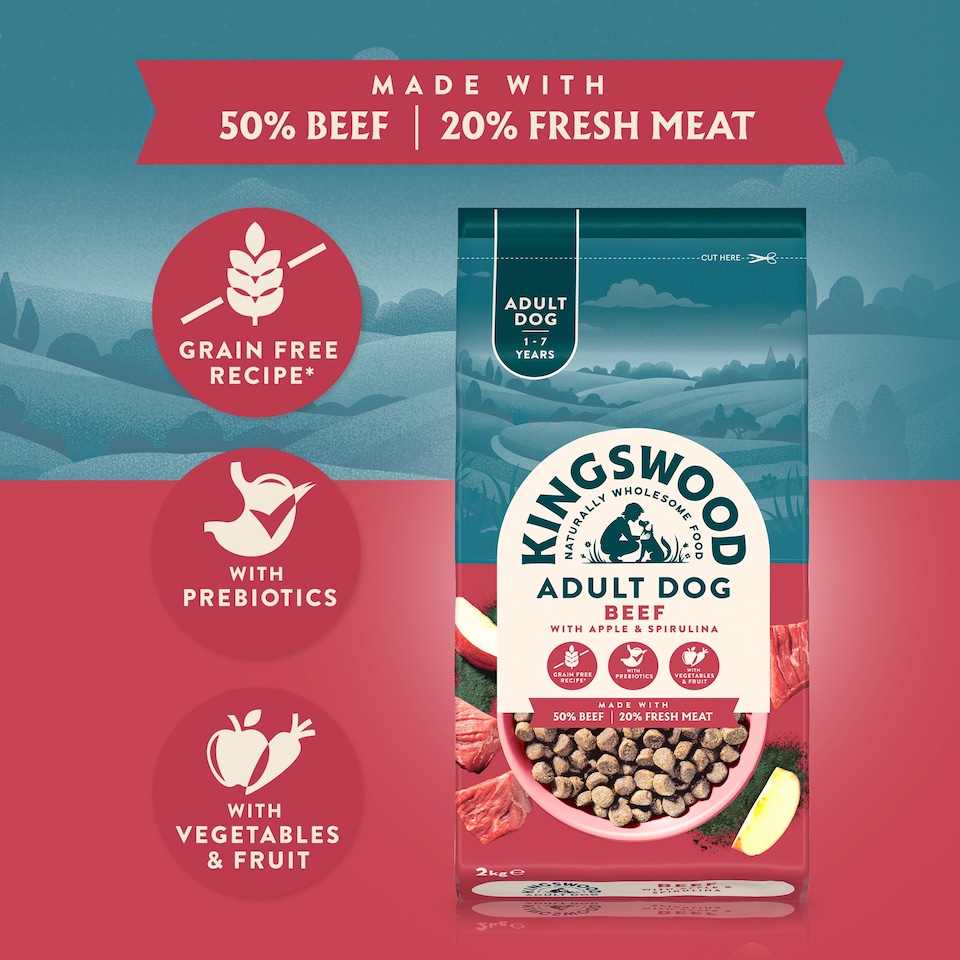 image 1 of Kingswood Adult Dog, Beef with Apple & Spirulina, 2Kg