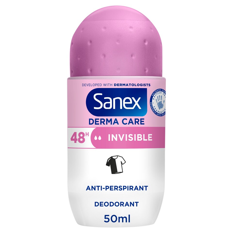 image 1 of Sanex Derma Care Invisible 48h Antiperspirant Roll-On Deodorant 50ml