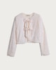 image 4 of F&F Sequin Faux Velvet Bow Jacket in Cream