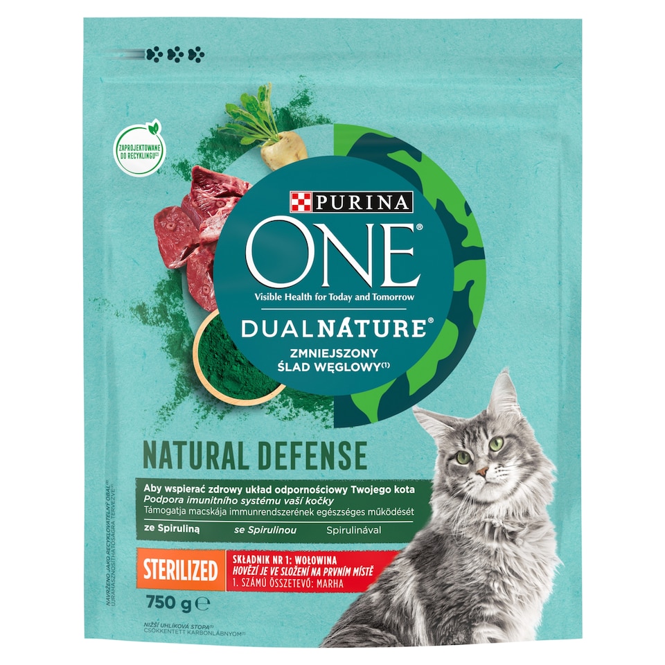 Purina ONE Dual Nature Sterilised granule pre mačky spirulina, hovädzie 750 g
