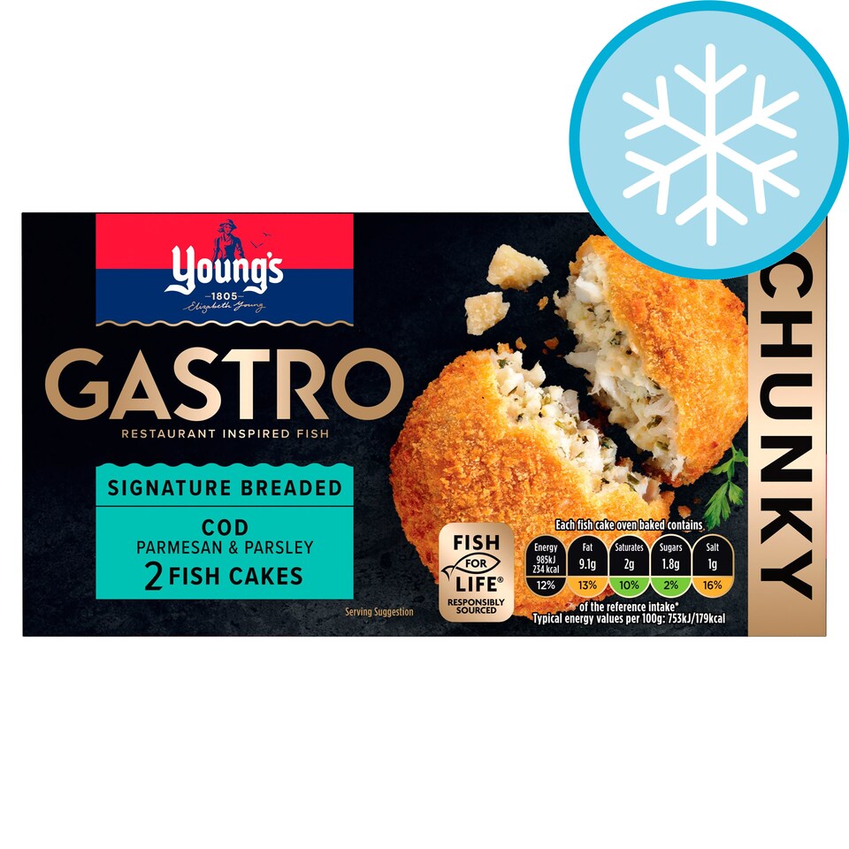 Youngs Gastro Cod Parmesan Parsley 2 F/Cakes 270G
