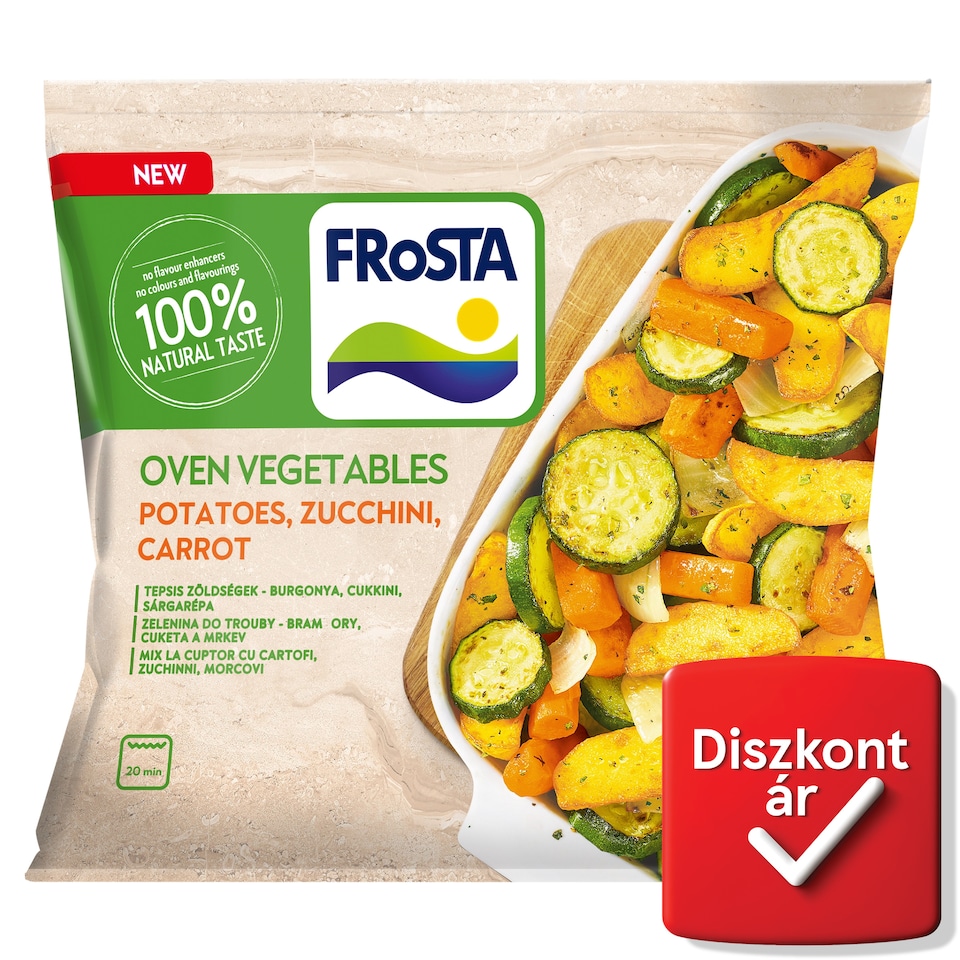 FRoSTA gyorsfagyasztott tepsis zöldségek burgonya, cukkini, sárgarépa 400 g