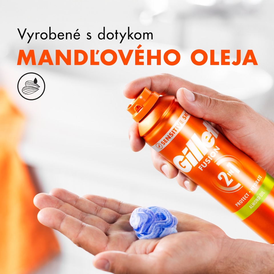 image 1 of Gillette Fusion Gél Na Holenie S Mandľovým Olejom, Na Citlivú Pokožku, 200ml