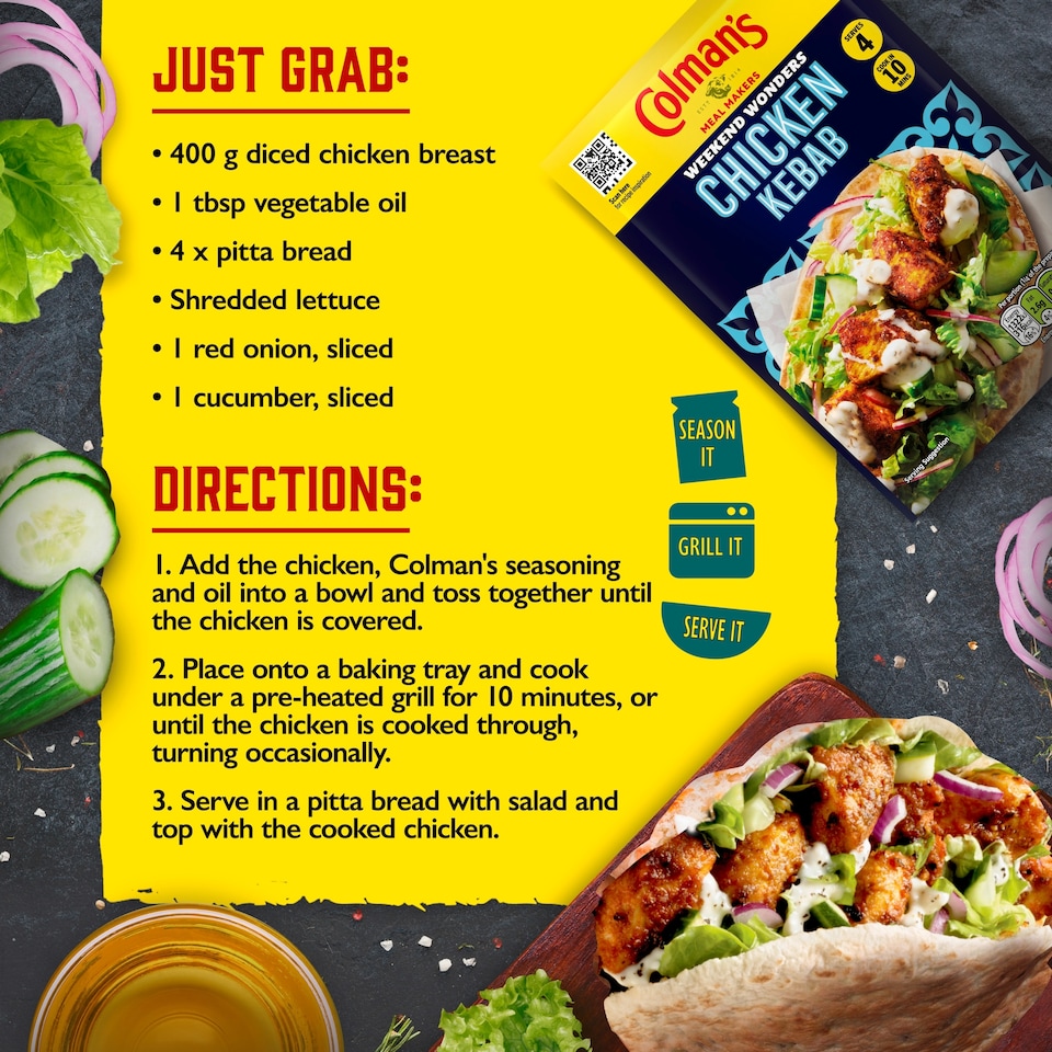 image 1 of Colman's Weekend Wonders Chicken Kebab Recipe Mix 30G