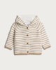 image 1 of F&F Baby Pure Cotton Knitted Hello World Hooded Cardigan in White