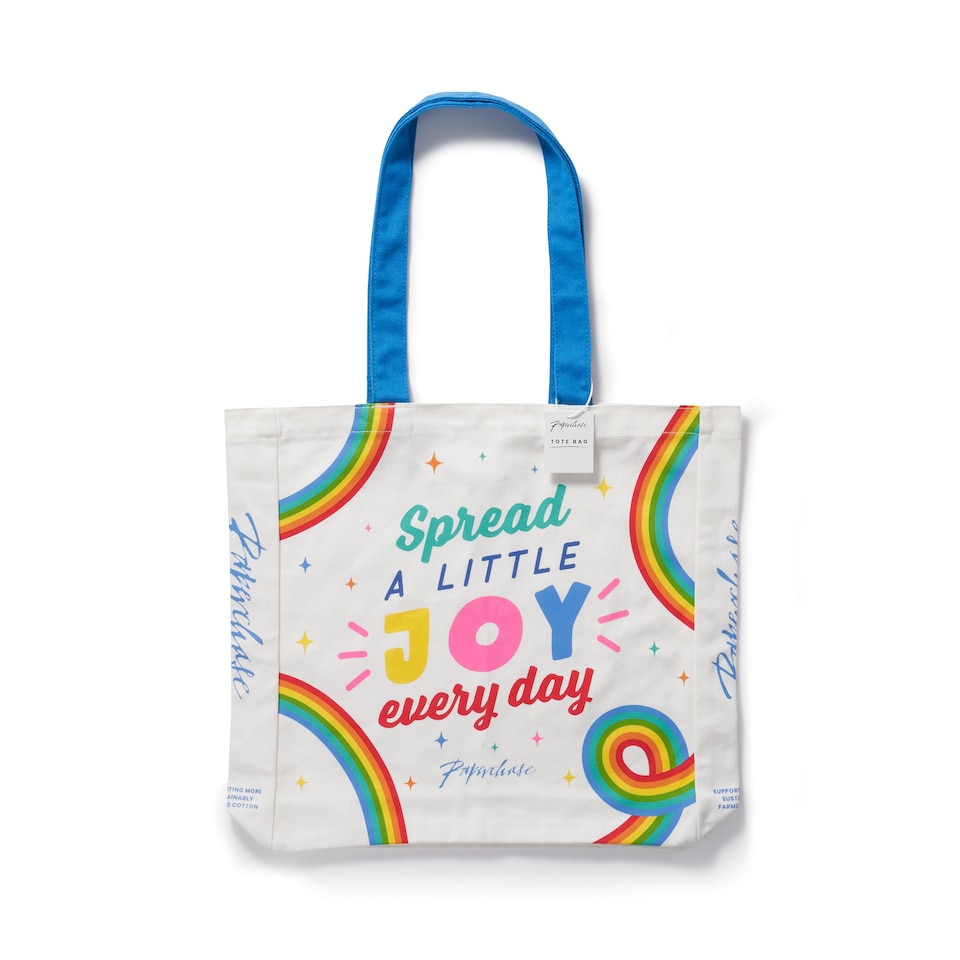 image 1 of Paperchase Rainbow Spread A Little Joy Tote Bag