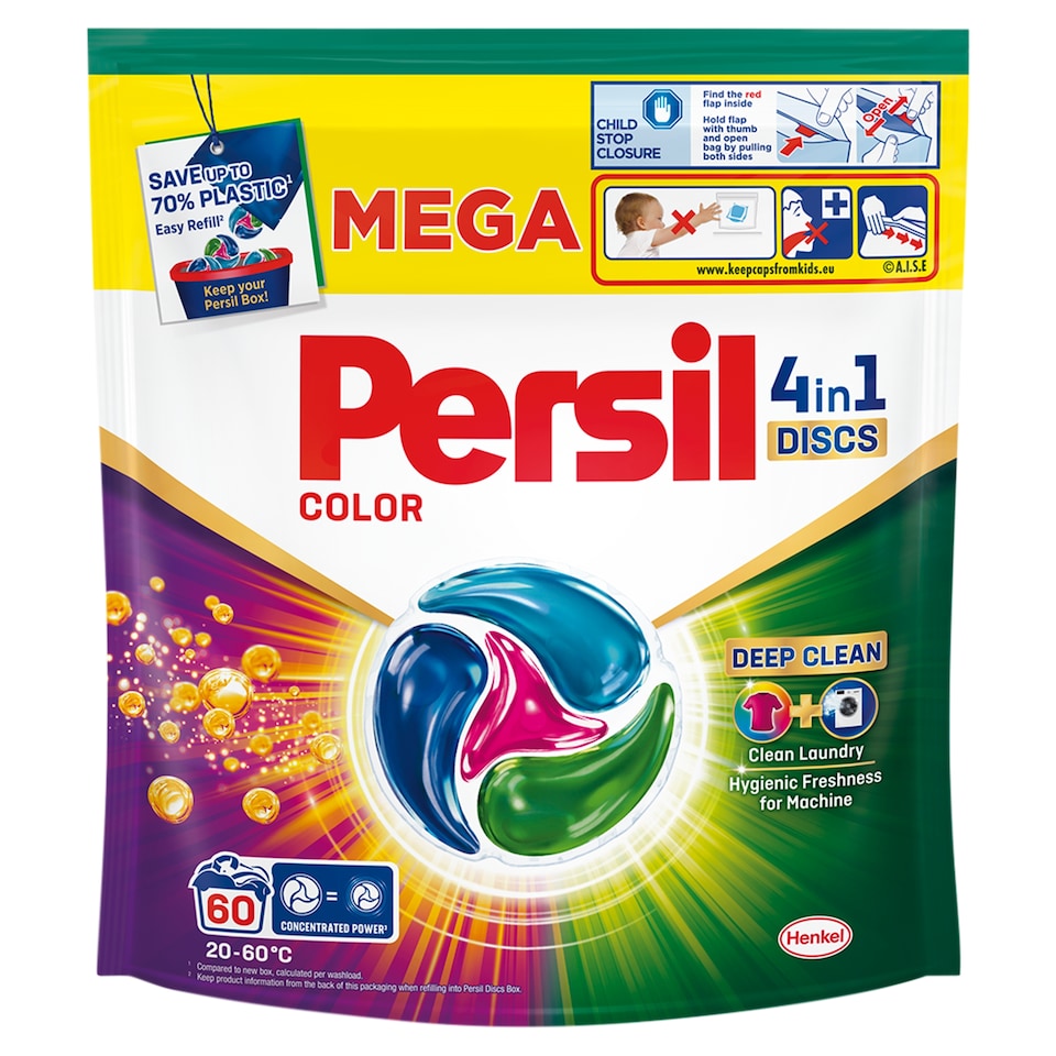 Obrázek 1 pro produkt Persil Discs 4in1 Deep Clean Color předdávkovaný prací prostředek 60 praní 60 x 16,5g (990g)
