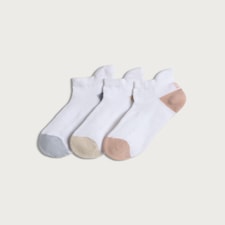 F&F Active 3-Pack Cotton Rich Contrast Colour Trainer Socks in White