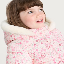 F&F Girls Floral Print Padded Coat in Pink