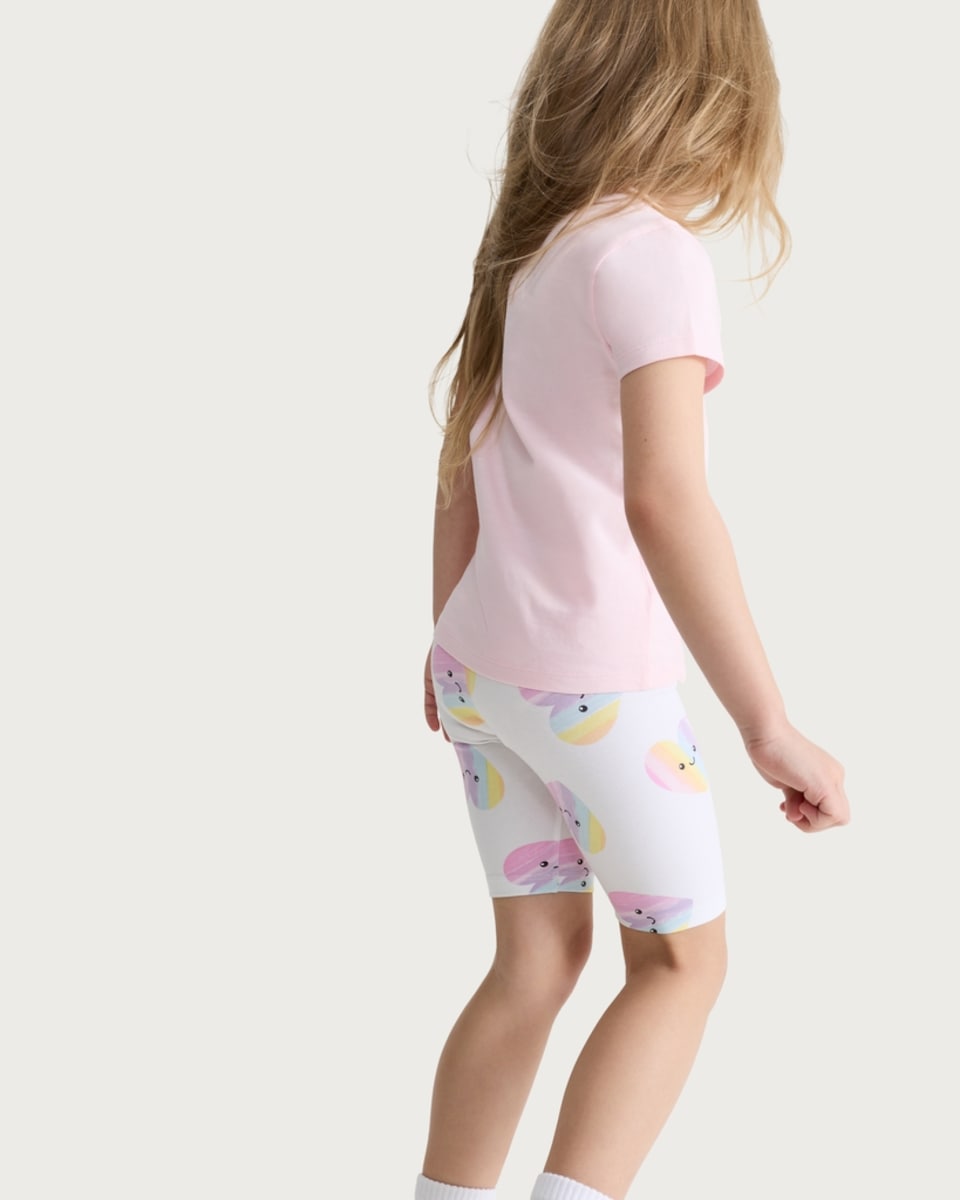 image 1 of F&F Girls 5-Pack Pure Cotton Printed Co-ord T-Shirts in Multi Pink
