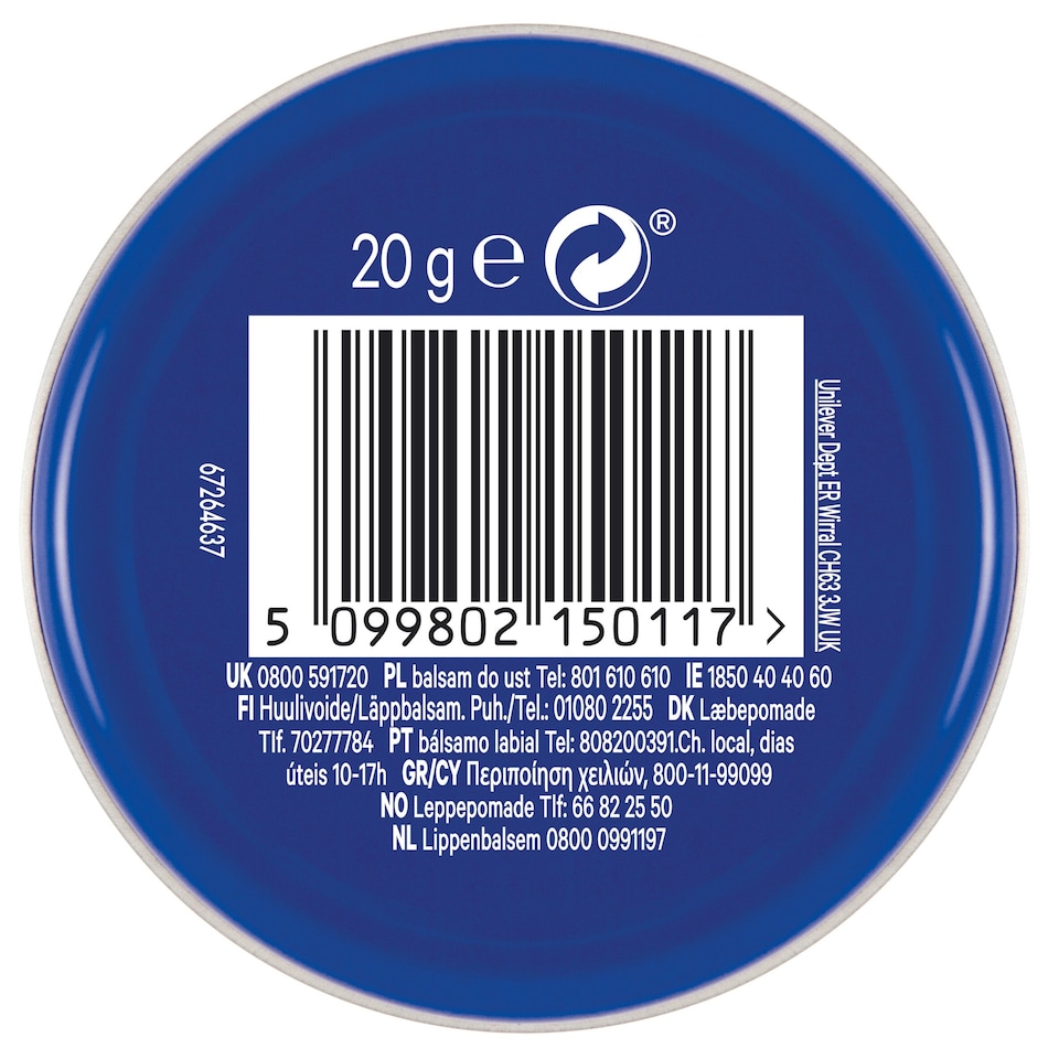 image 1 of Vaseline Lip Therapy Original 20G