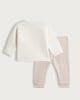 image 2 of F&F Baby 2-Piece Cotton Rich Bear Face Jumper and Leggings Set in White