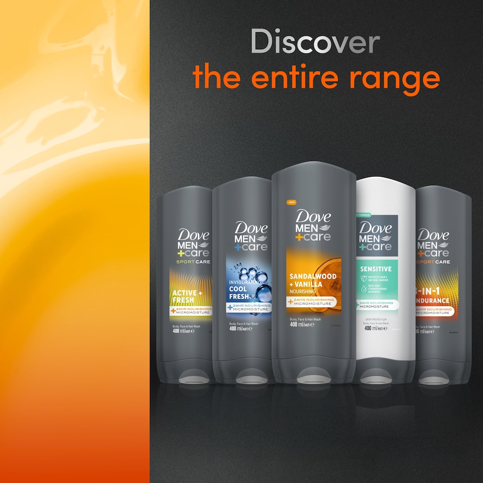 image 1 of Dove Men+ Care Sandalwood and Vanilla Body Face & Hair Wash 400ml