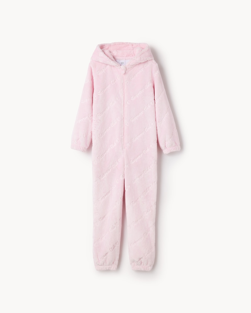 image 1 of F&F Girls Fleece Sleepover Club Onesie in Pink