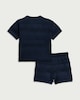 image 2 of F&F Baby 2-Piece Cotton Rich Textured Striped Top and Shorts Set in Navy