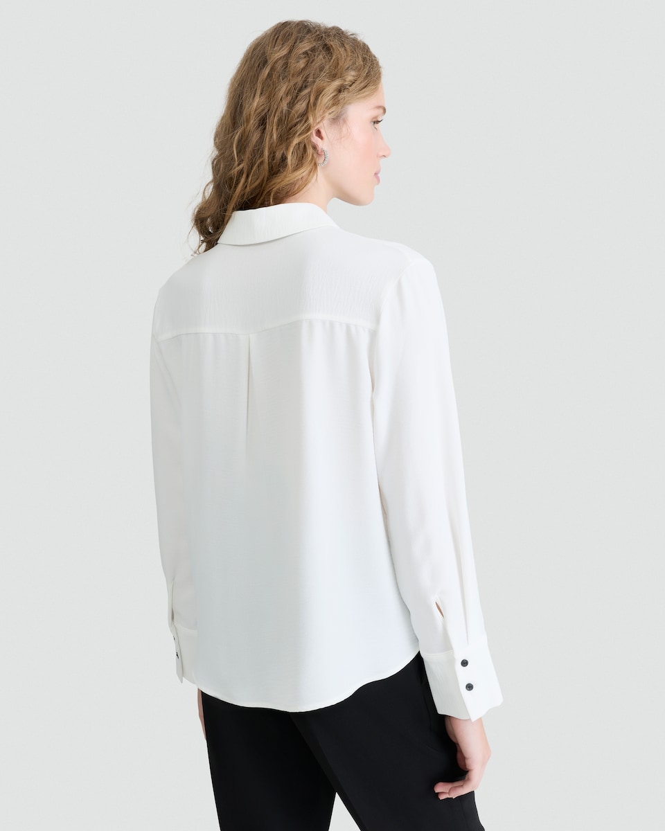 image 1 of F&F Collared Long Sleeved Blouse in White