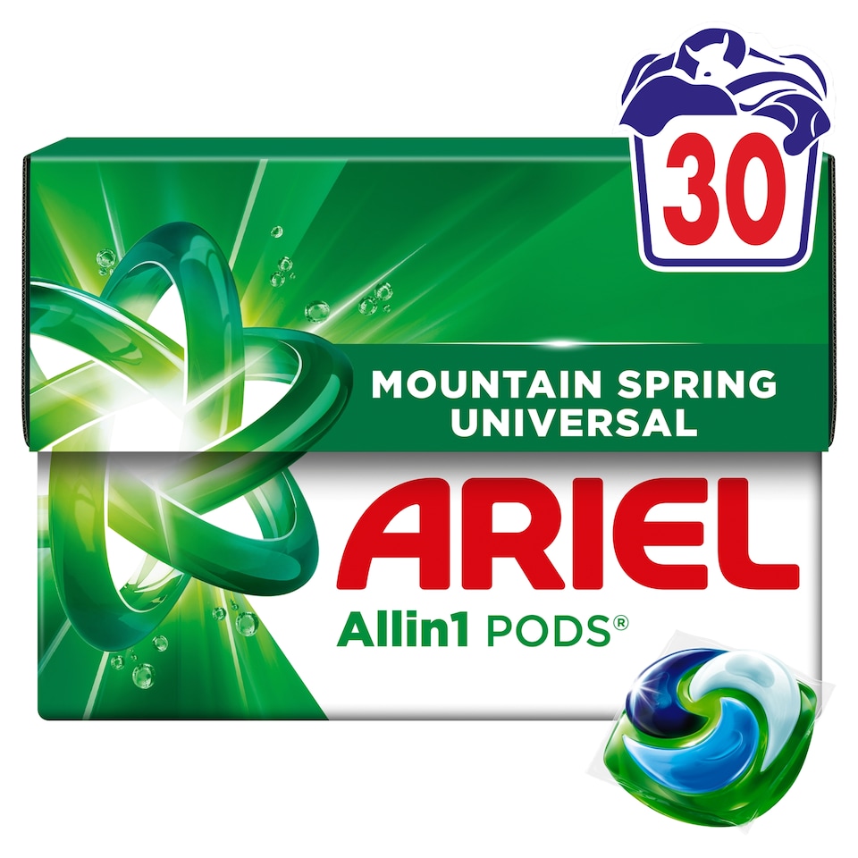 obrázok 1 z Ariel Allin1 PODS Mountain Spring Universal Tekutý Prací Prostriedok V Kapsulách, 30 Praní
