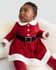 image 1 of F&F Baby 2-Piece Velour Santa Dress and Tights Set in Red