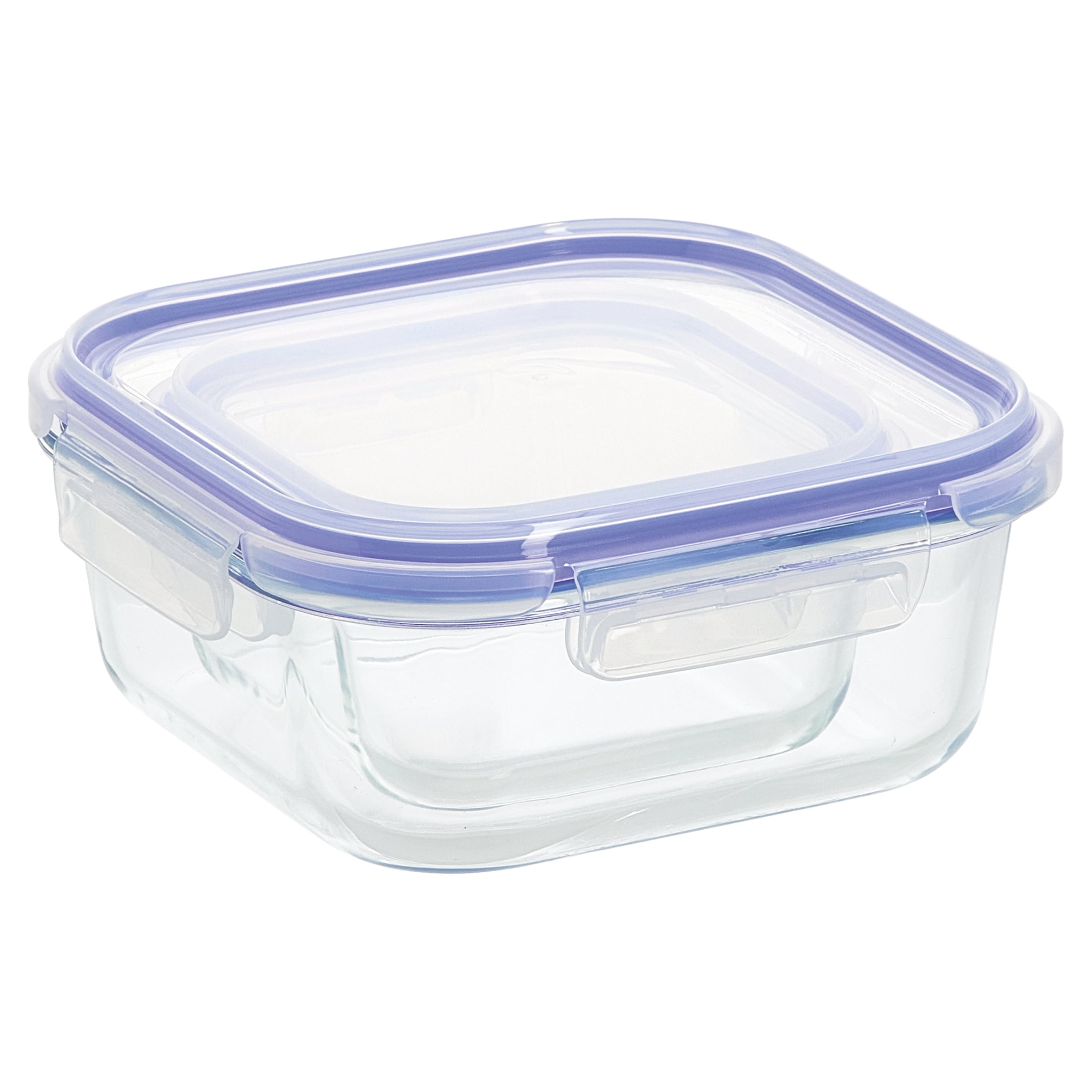 Go Cook Klip Blue Glass Square Food Storage 450ml & 1100ml Twin Pack