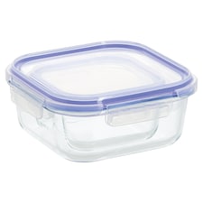 Go Cook Klip Blue Glass Square Food Storage 450ml & 1100ml Twin Pack