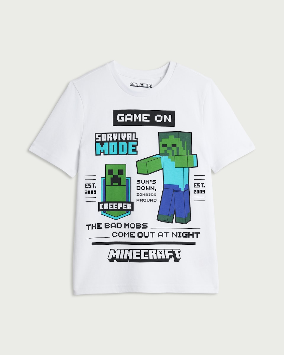 image 1 of Minecraft Pure Cotton T-Shirt in White