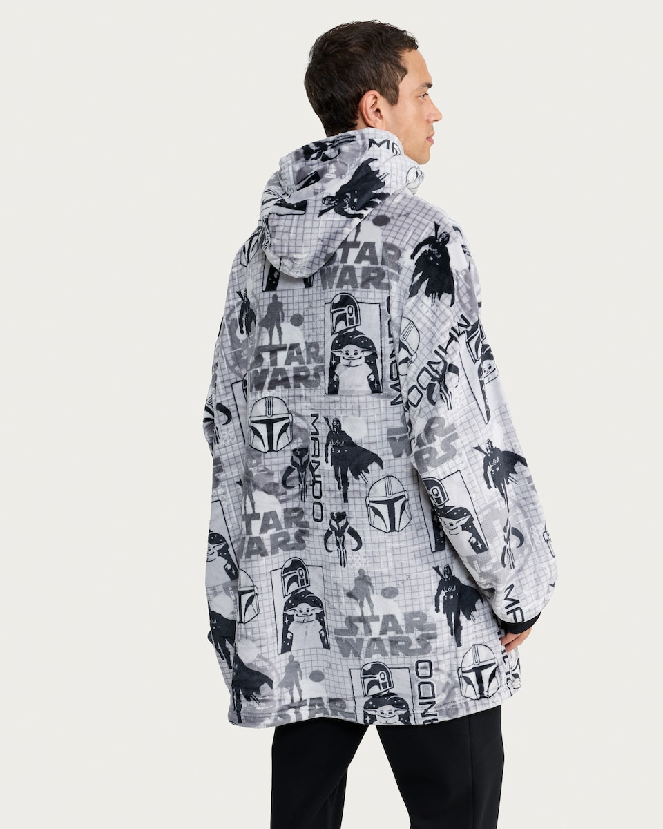 image 1 of Star Wars Mandalorian Fleece Hoodie in Grey