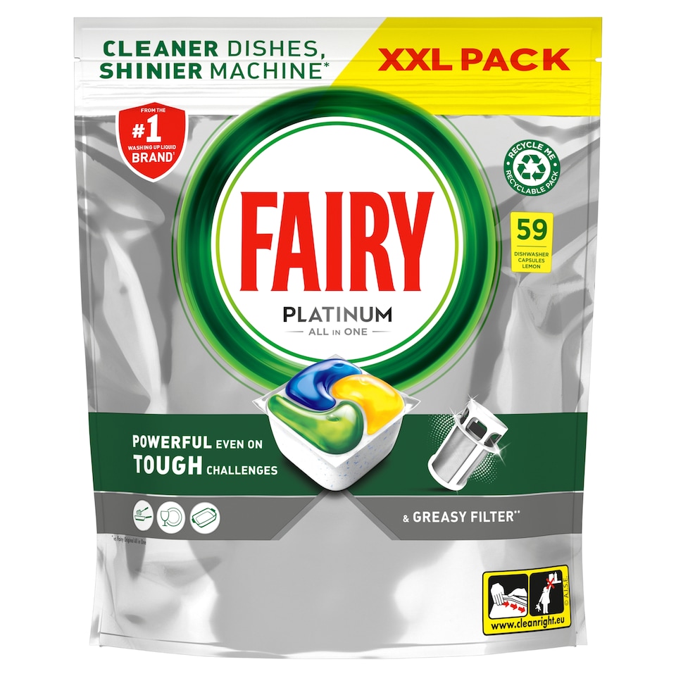 image 1 of Fairy Platinum All In One Spring Burst 59 Dishwasher Tablets Lemon 879g