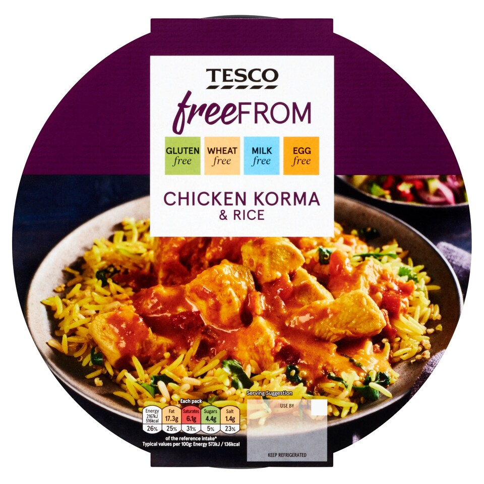 Tesco Free From Chicken Korma And Rice 400G Tesco Groceries