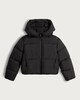 image 4 of F&F Girls Cropped Hooded Shower Resistant Puffer Jacket in Black